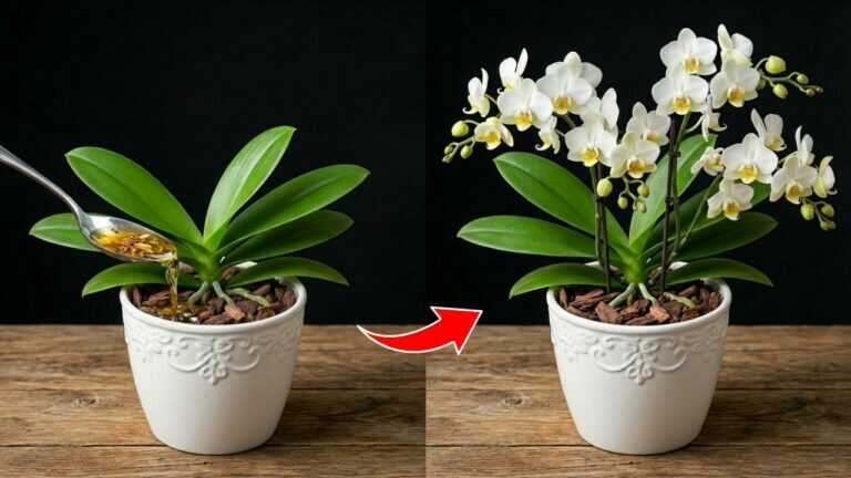Het is voldoende om er bovenop te strooien! De orchidee, die geen bloemen had, zal plotseling beginnen te…