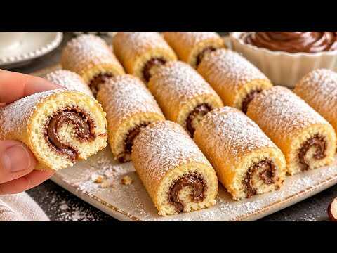 Robię je w kilka minut… i od razu znikają 😍 Miniroladki czekoladowe!