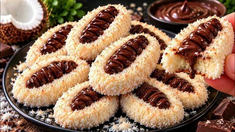 Rozpływające się w ustach ciasteczka kokosowe! 🍫 Łatwe słodkości z czekoladowym nadzieniem