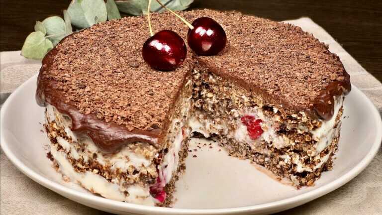 Ciasto owsiane z wiśniami bez pieczenia! Prosta i szybka tarta na święta