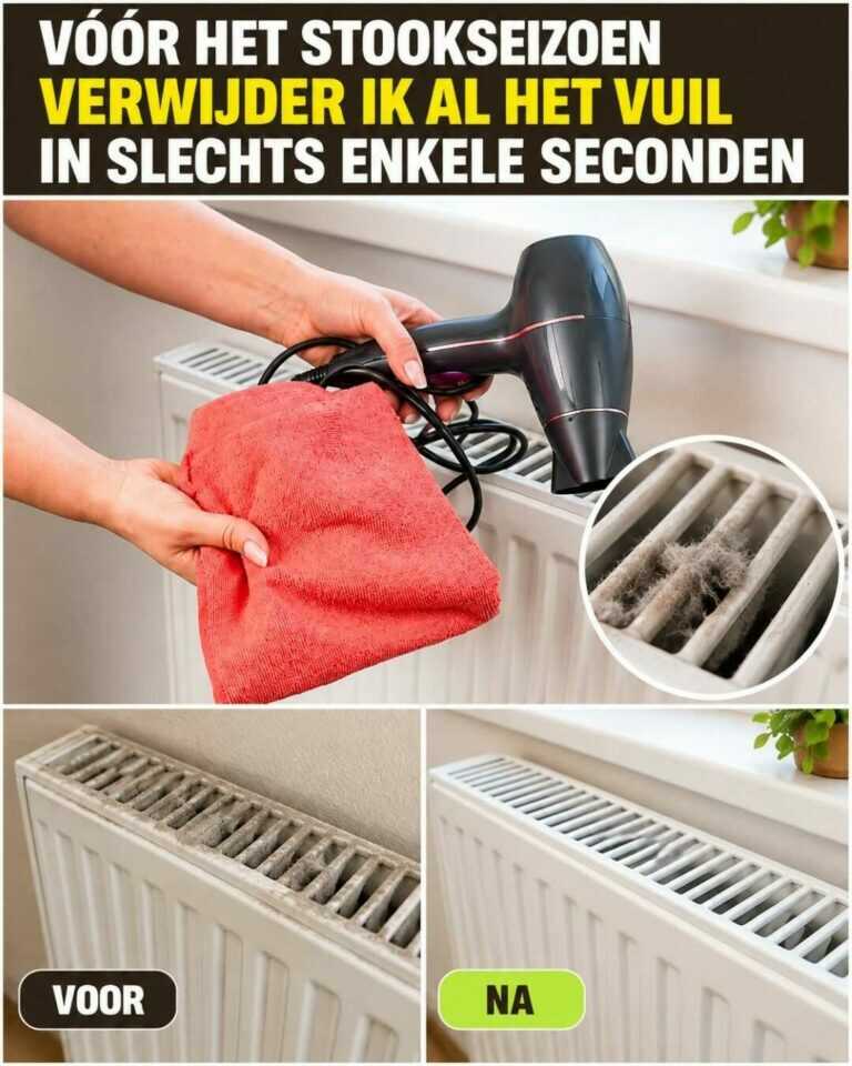 Vóór het stookseizoen haal ik al het vuil in enkele seconden uit de radiator