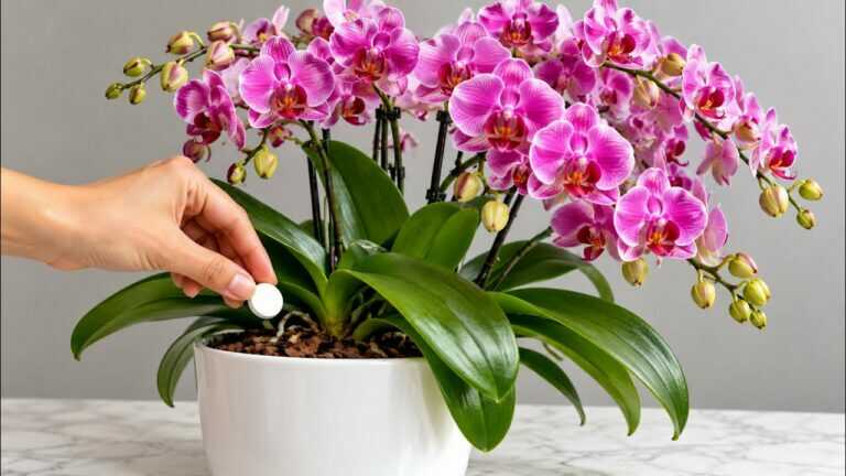 Leg één stukje onder de orchidee! Ze zal onmiddellijk 100 stengels laten ontkiemen.