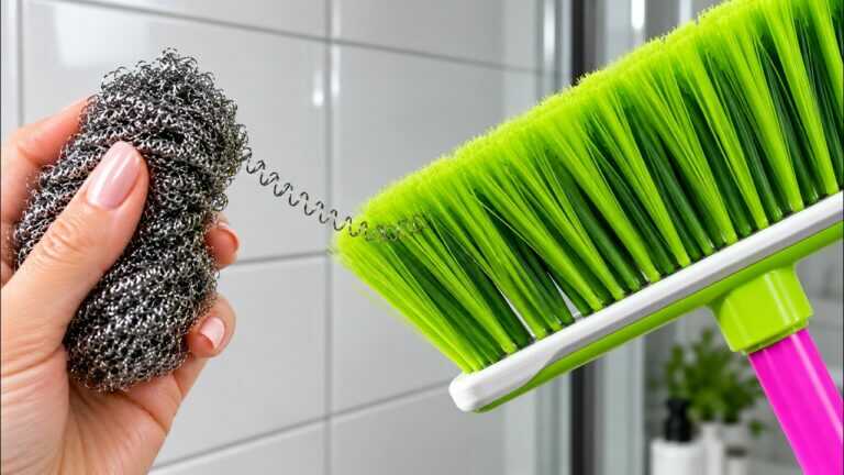Attach a Scrubbing Sponge to Your Broom. This Trick Will Change Everything
