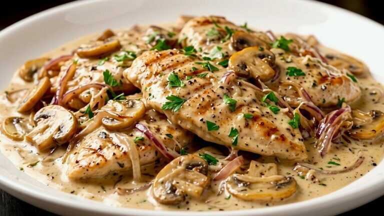 Non ho mai mangiato un pollo così delizioso! Salsa cremosa ai funghi che fa impazzire tutti!
