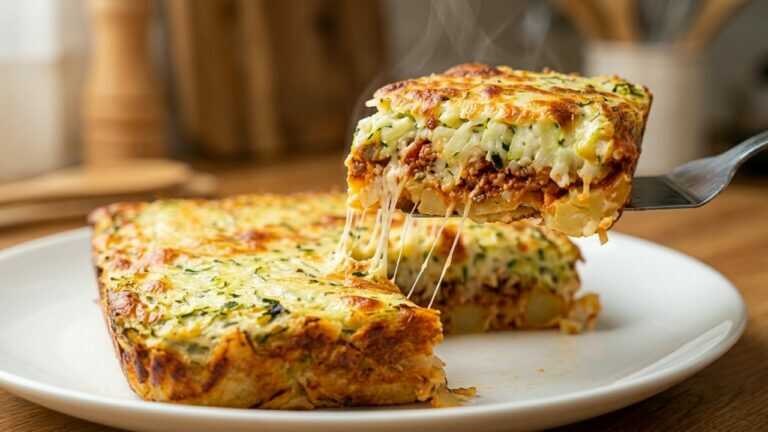 Creamy Potato, Zucchini and Ground Beef Bake in 20 Minutes 🥔