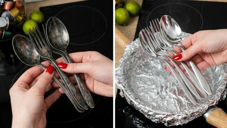 ¡Pon papel de aluminio en agua hirviendo! Tus cubiertos brillarán en 5 minutos