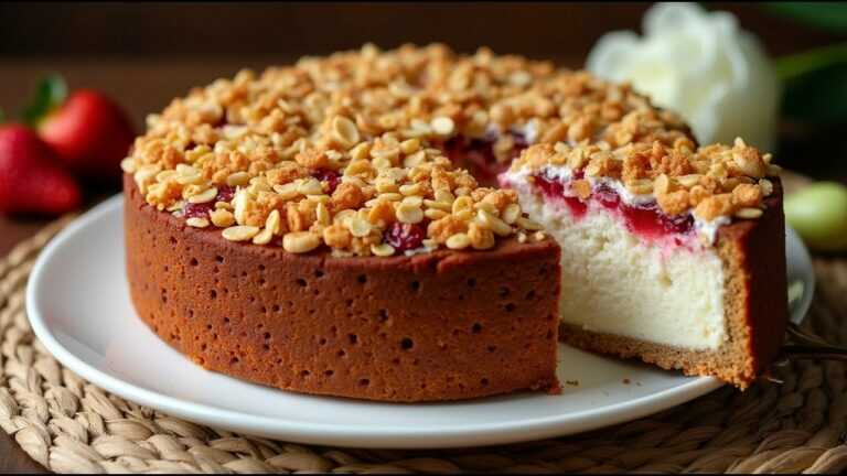 Senza zucchero! Avena, ricotta e fragole! La mia torta d’avena preferita in 15 minuti!
